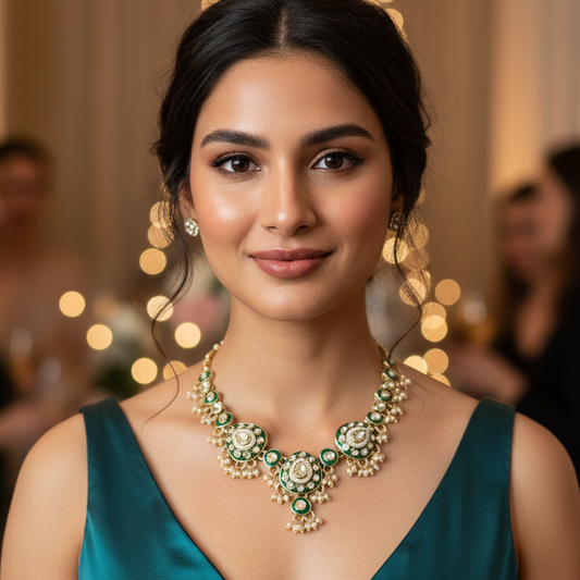 Meenakari Sleek Stone Necklace Set