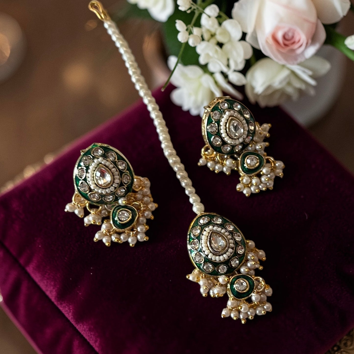 Meenakari Sleek Stone Necklace Set