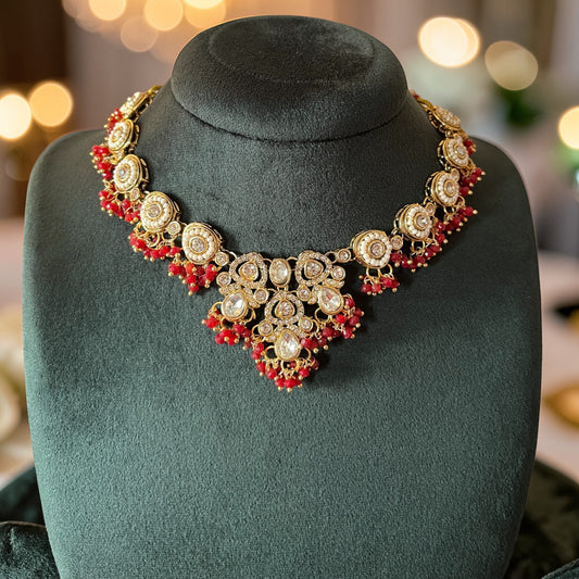 Kundan Zircon Maang Tikka Necklace Set