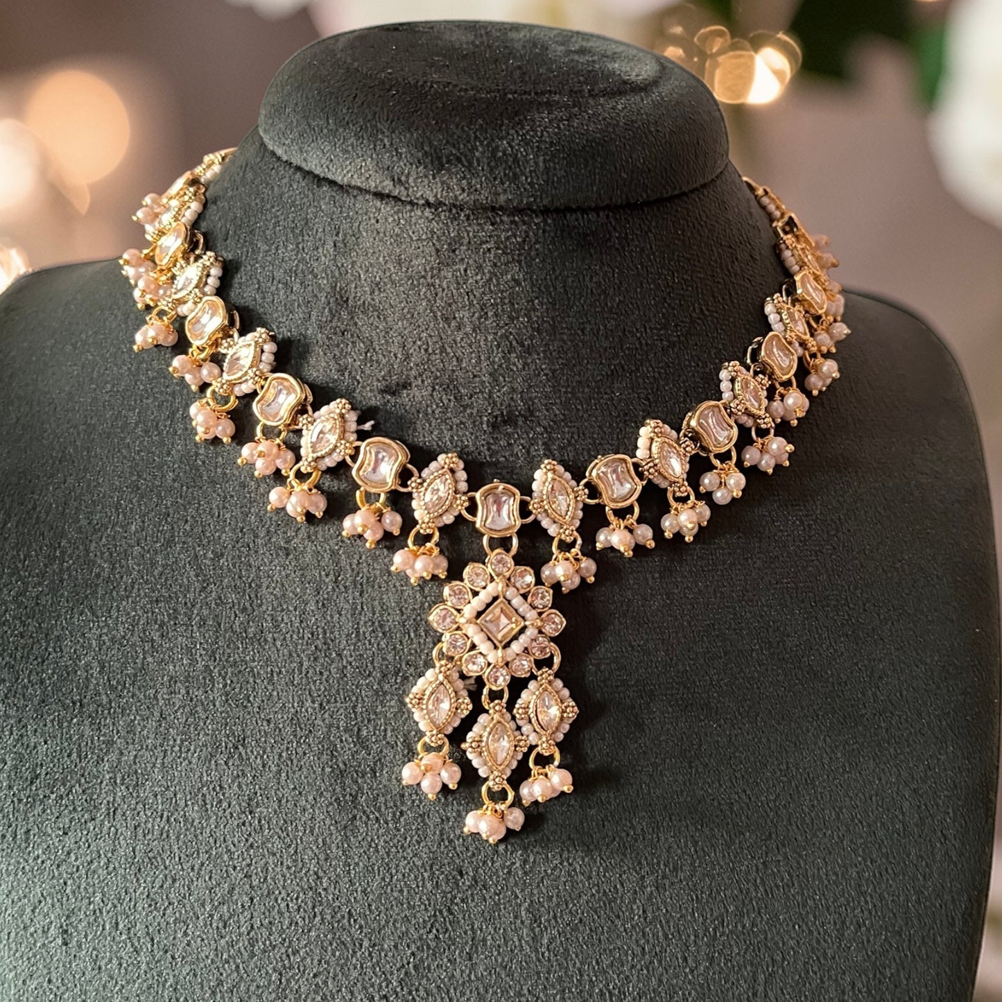 Kundan Zircon Maang Tikka Necklace Set