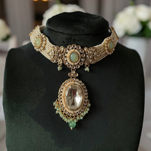 Kundan Chid Pearl Necklace Set