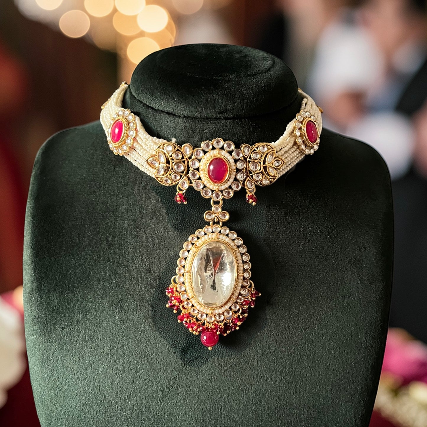 Kundan Chid Pearl Necklace Set