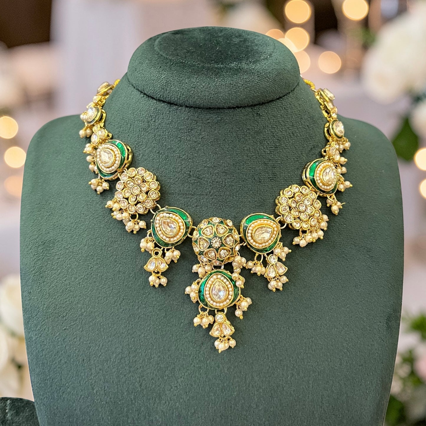 Meenakari Sleek Stone Necklace Set