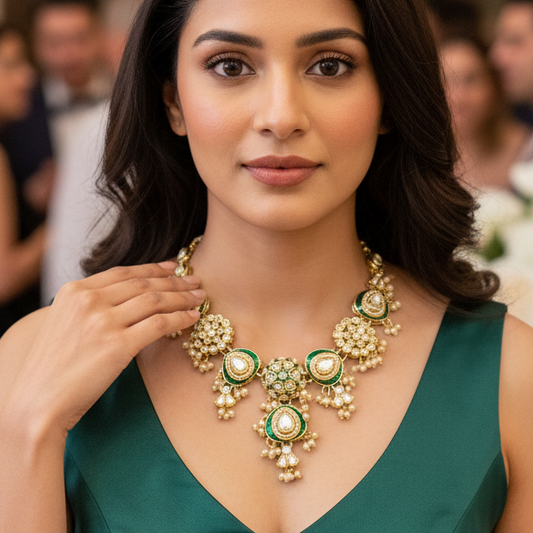 Meenakari Sleek Stone Necklace Set