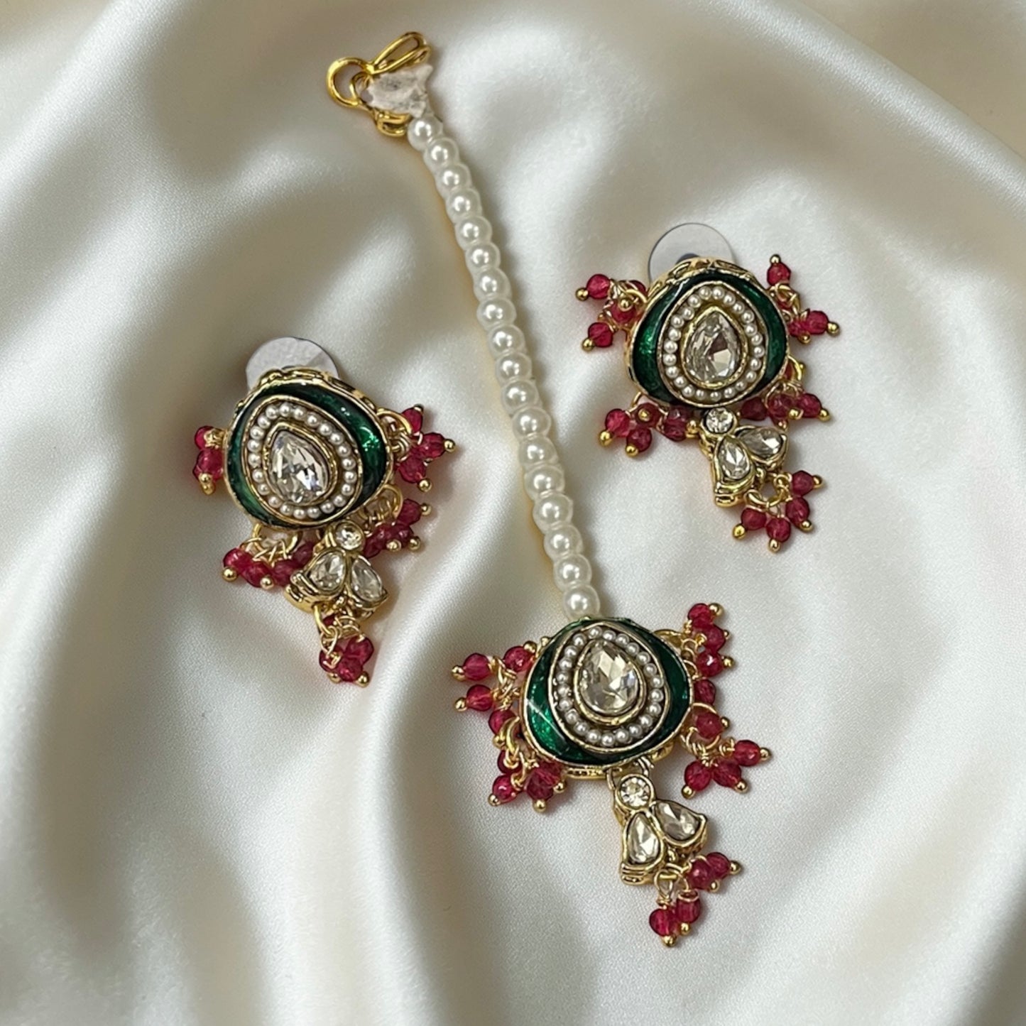 Meenakari Sleek Stone Necklace Set