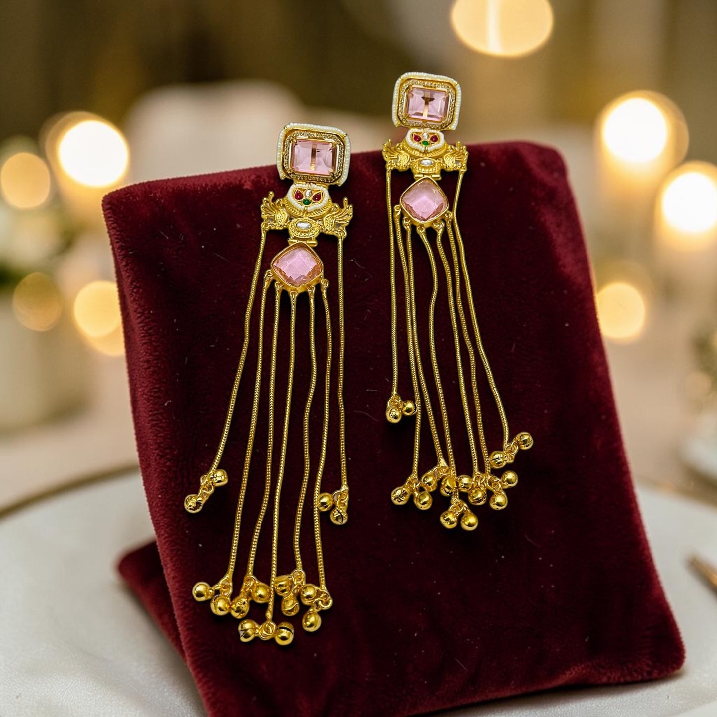 Glass Stone Kashmiri Earrings