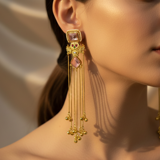 Glass Stone Kashmiri Earrings
