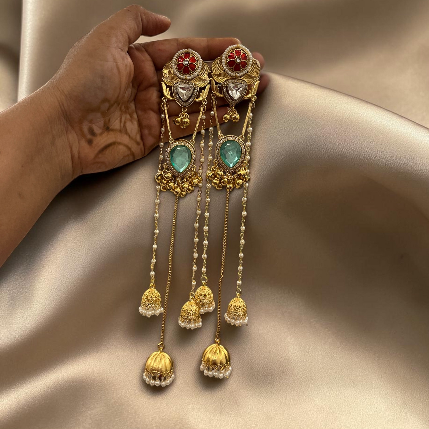 Pachi Kundan Stone Kashmiri Earrings