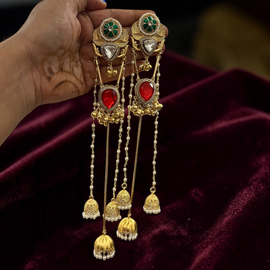 Pachi Kundan Stone Kashmiri Earrings
