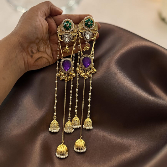 Pachi Kundan Stone Kashmiri Earrings