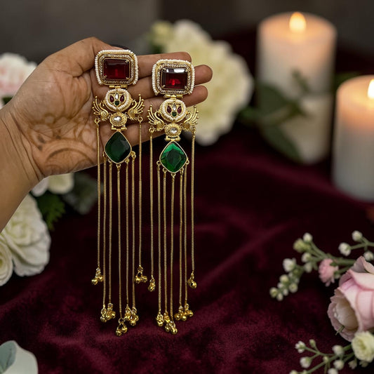 Glass Stone Kashmiri Earrings