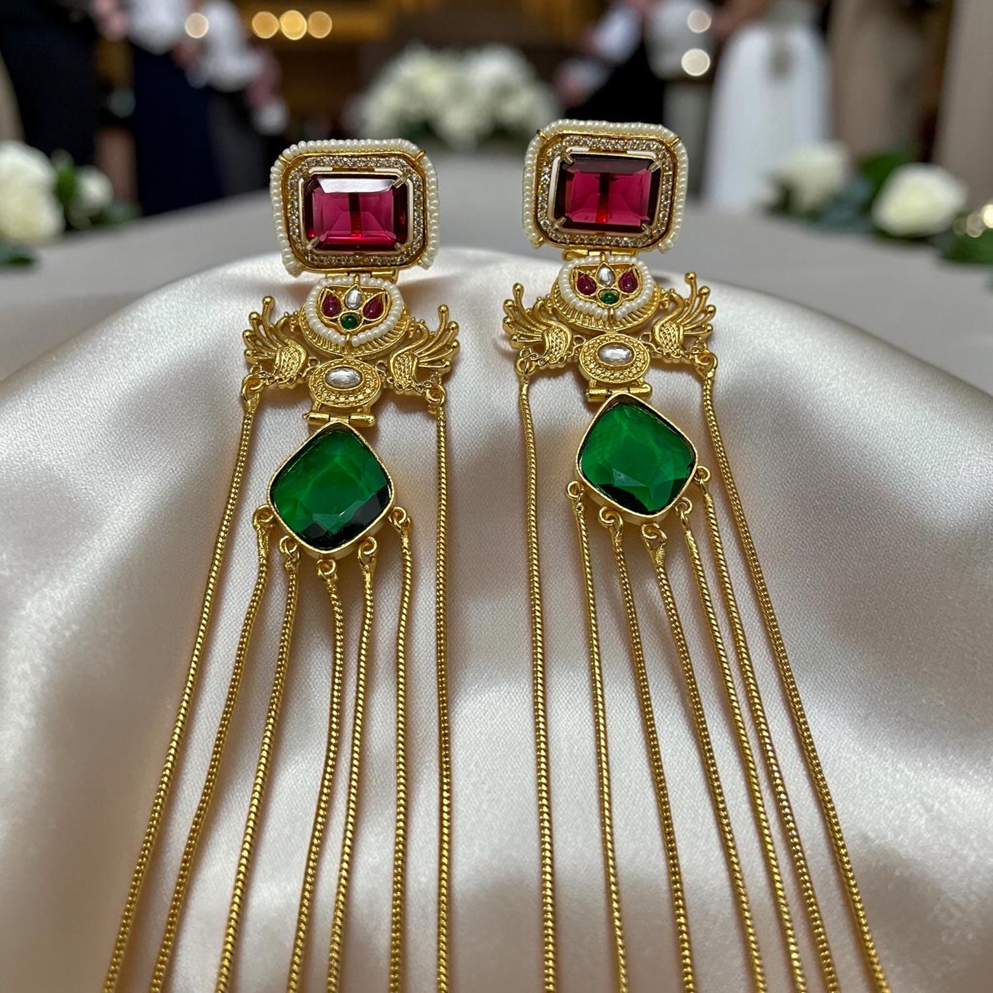 Glass Stone Kashmiri Earrings