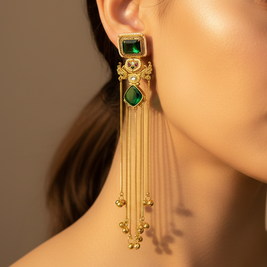 Glass Stone Kashmiri Earrings