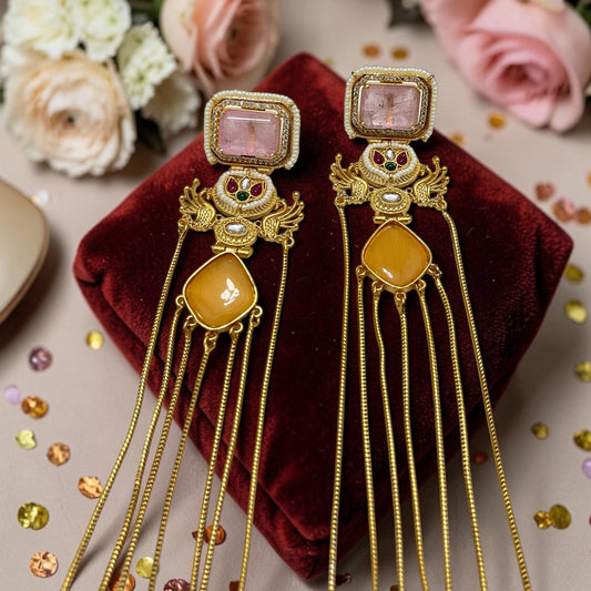 Glass Stone Kashmiri Earrings