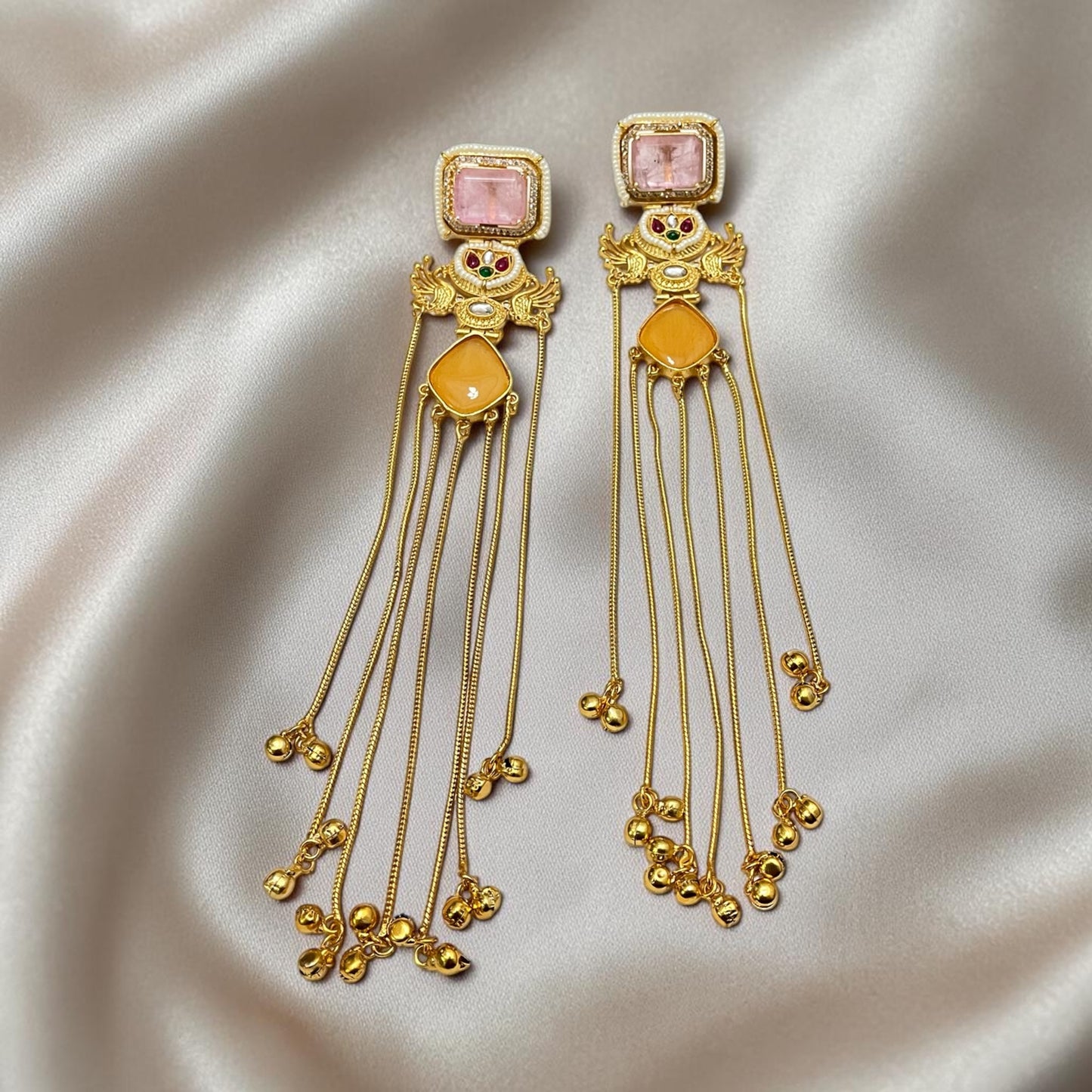 Glass Stone Kashmiri Earrings