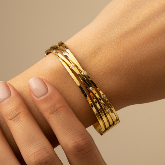 AD Studded Layered Bracelet