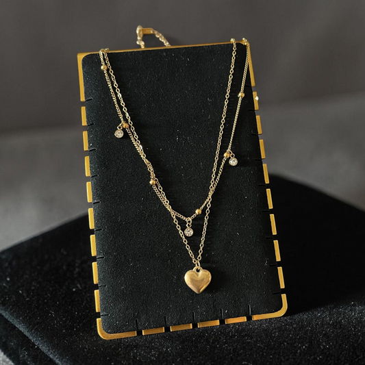 Double Layered Heart Chain Necklace