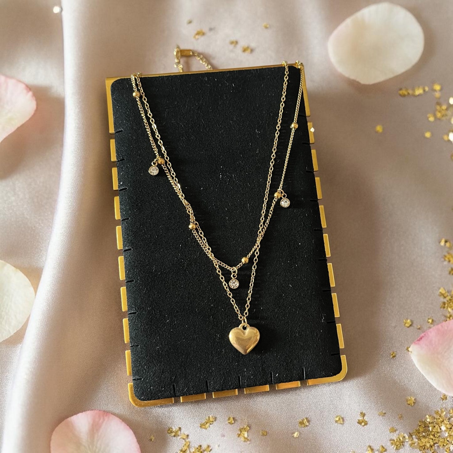 Double Layered Heart Chain Necklace