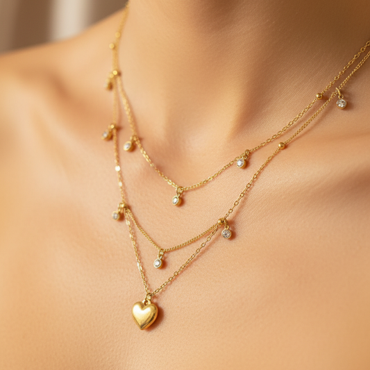 Double Layered Heart Chain Necklace
