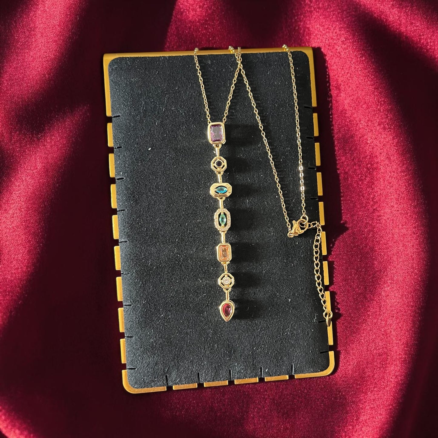 Multicolor Drop Pendant Necklace