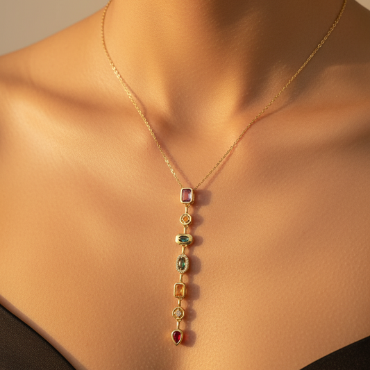 Multicolor Drop Pendant Necklace