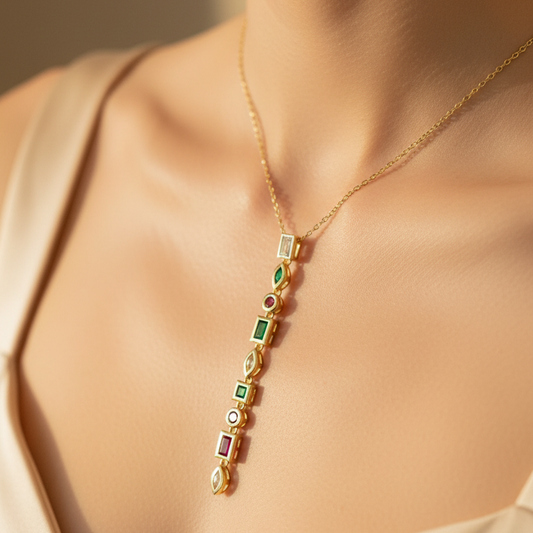 Multicolor Drop Pendant Necklace