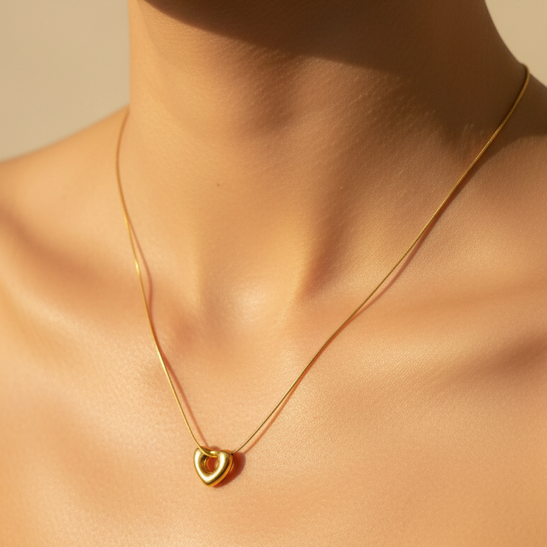 Gold Heart Pendant Necklace