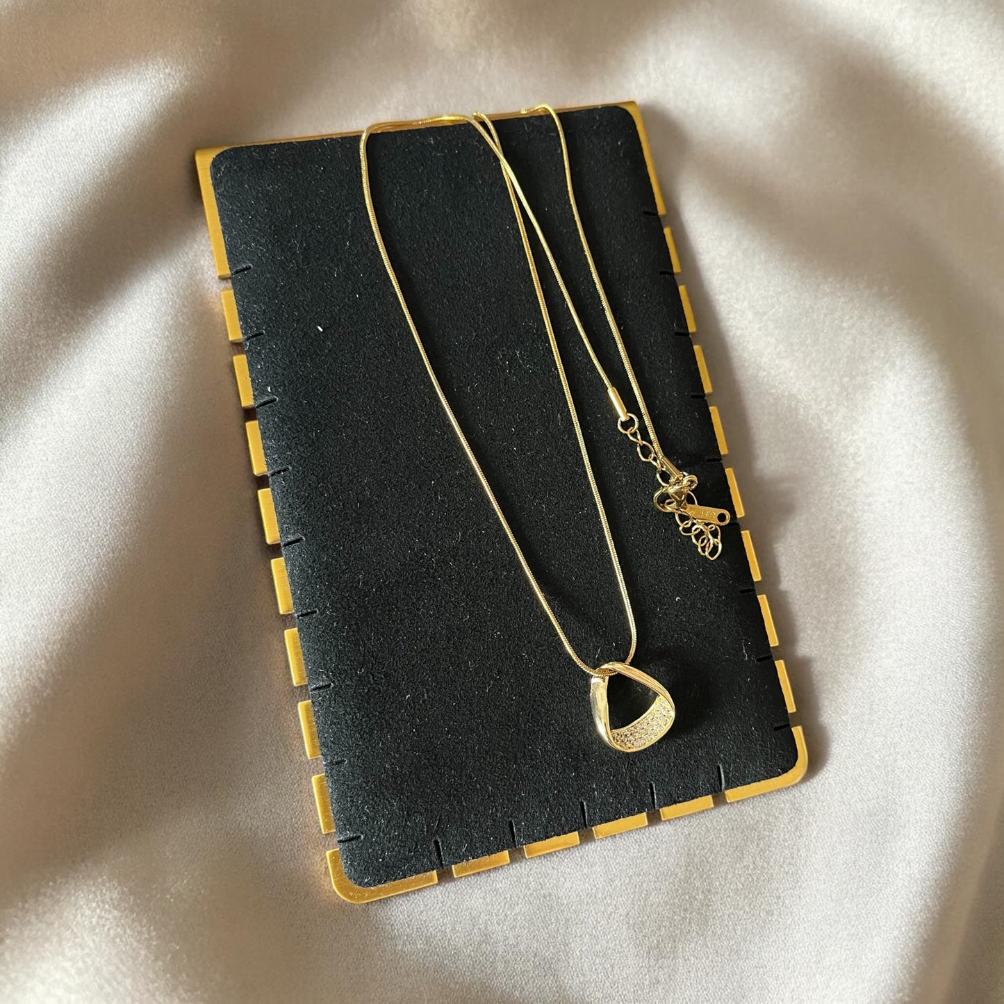 AD Studded Gold Pendant Necklace