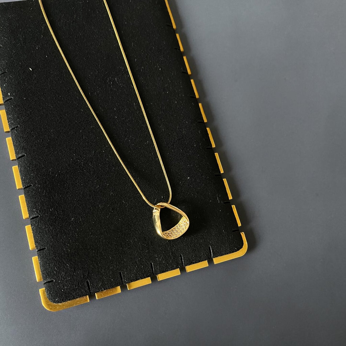 AD Studded Gold Pendant Necklace