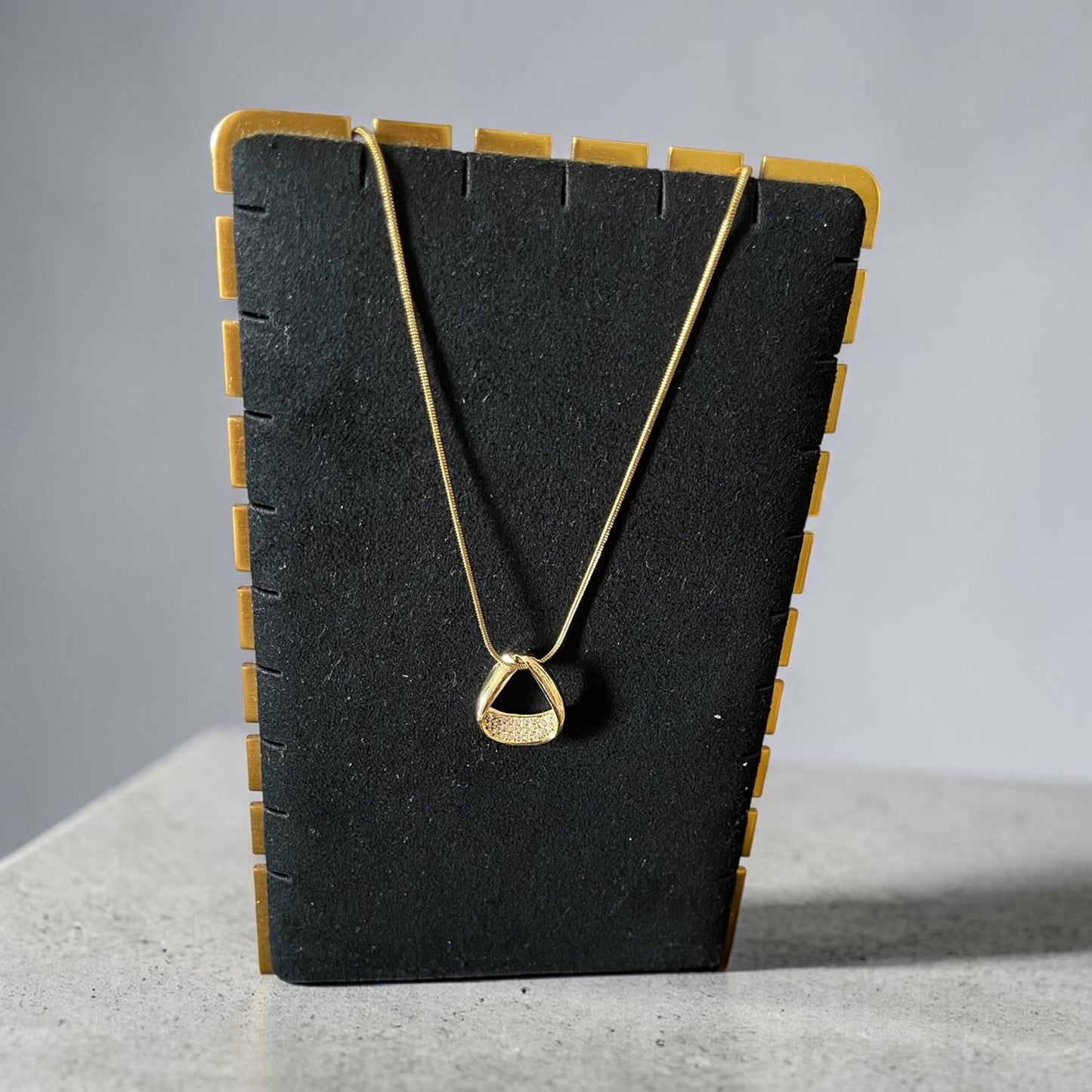 AD Studded Gold Pendant Necklace
