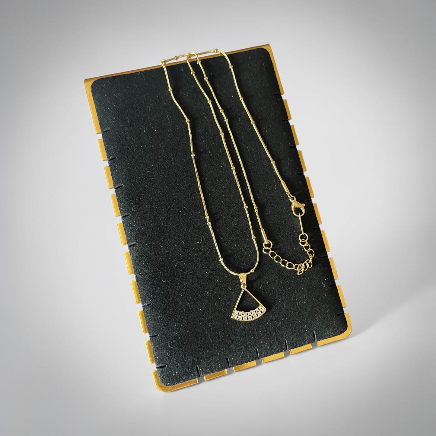 AD Studded Gold Pendant Necklace
