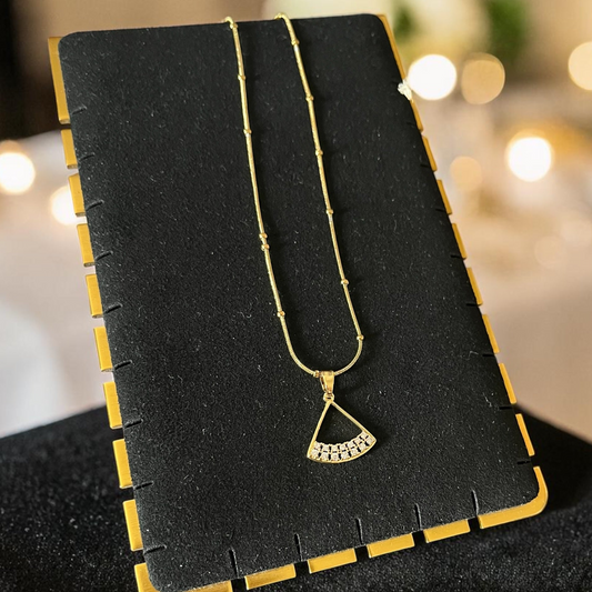 AD Studded Gold Pendant Necklace