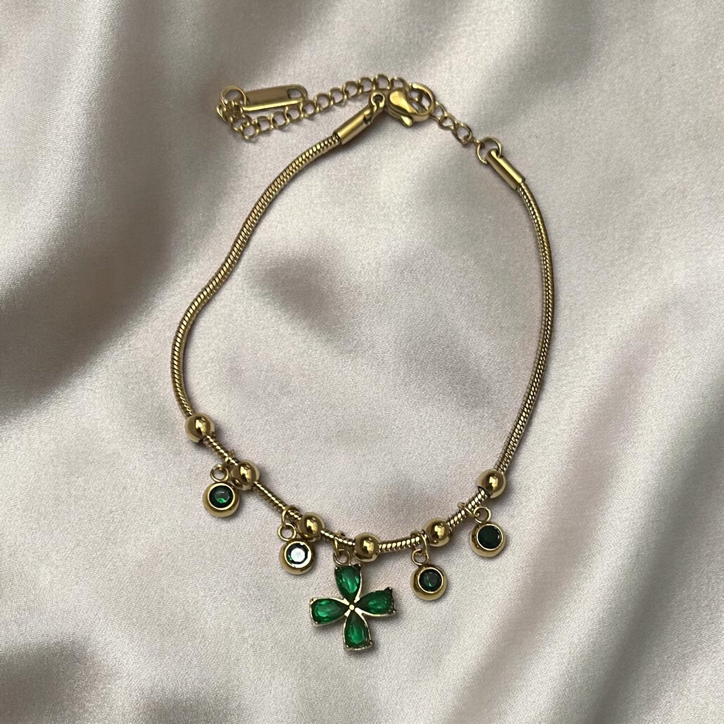 Green Stone Chain Bracelet
