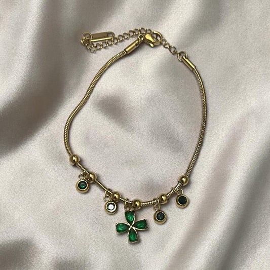 Green Stone Chain Bracelet