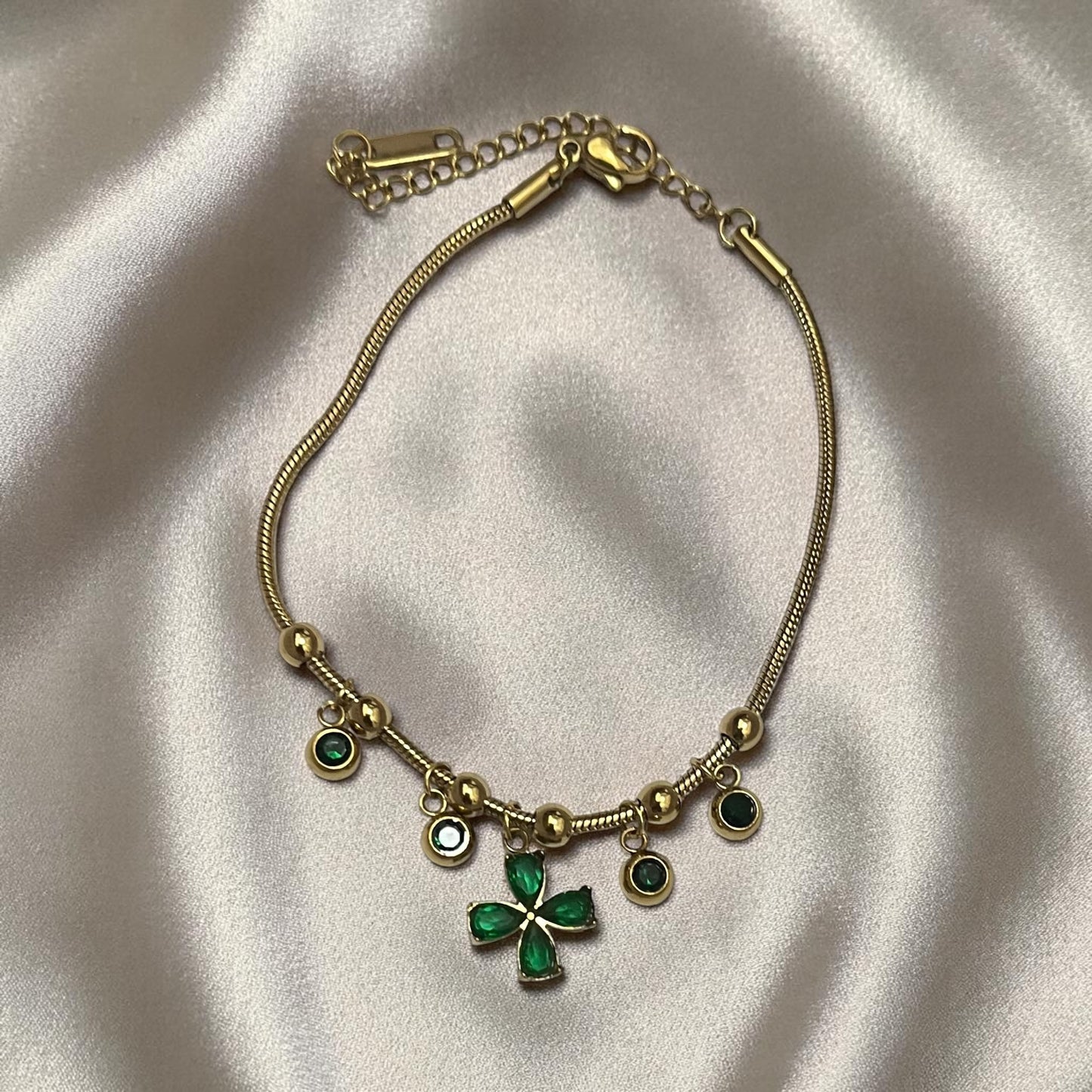 Green Stone Chain Bracelet