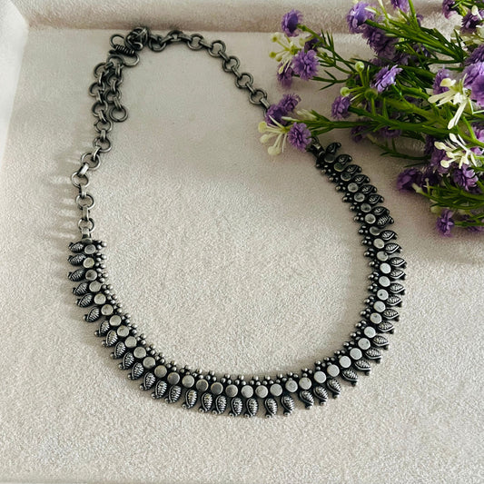 Silver Oxidised Sleek Necklace