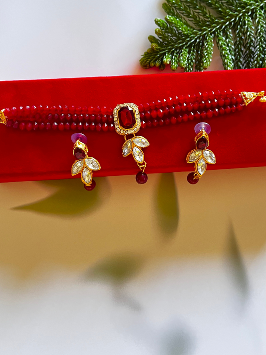 Maroon Necklace Set
