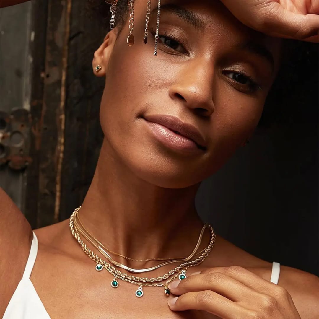 3 Layer Emerald Chain Necklace
