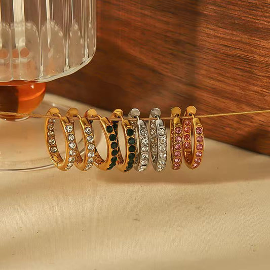 Silver AD Studded Hoop Earrings
