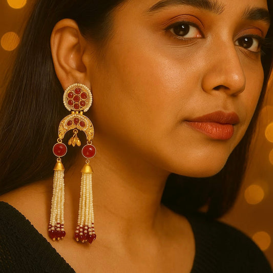 Ruby Pink Pearl Drop Earring