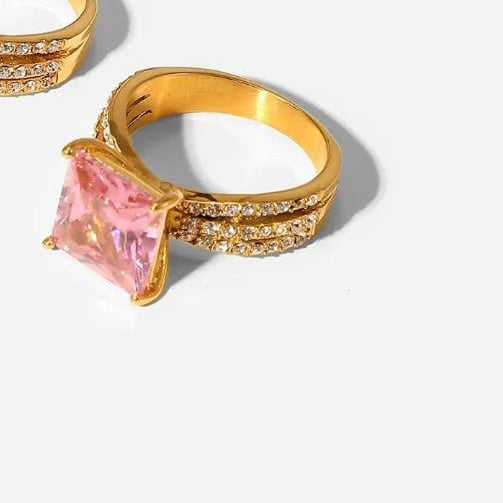 Pink Stone AD Ring
