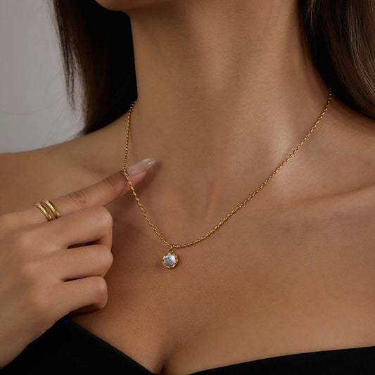 Gold Chain Rainbow Pendant Necklace