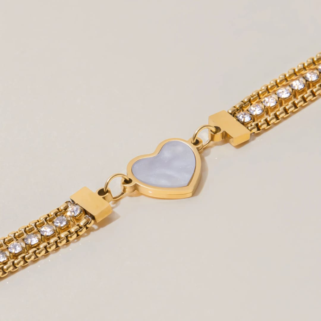 White Heart Chain Bracelet