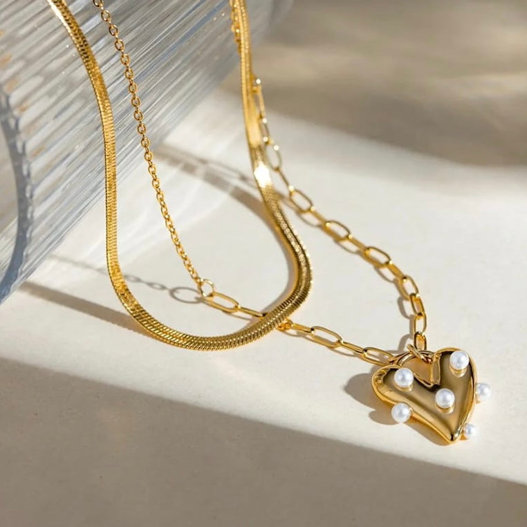 Heart Double Chain Necklace