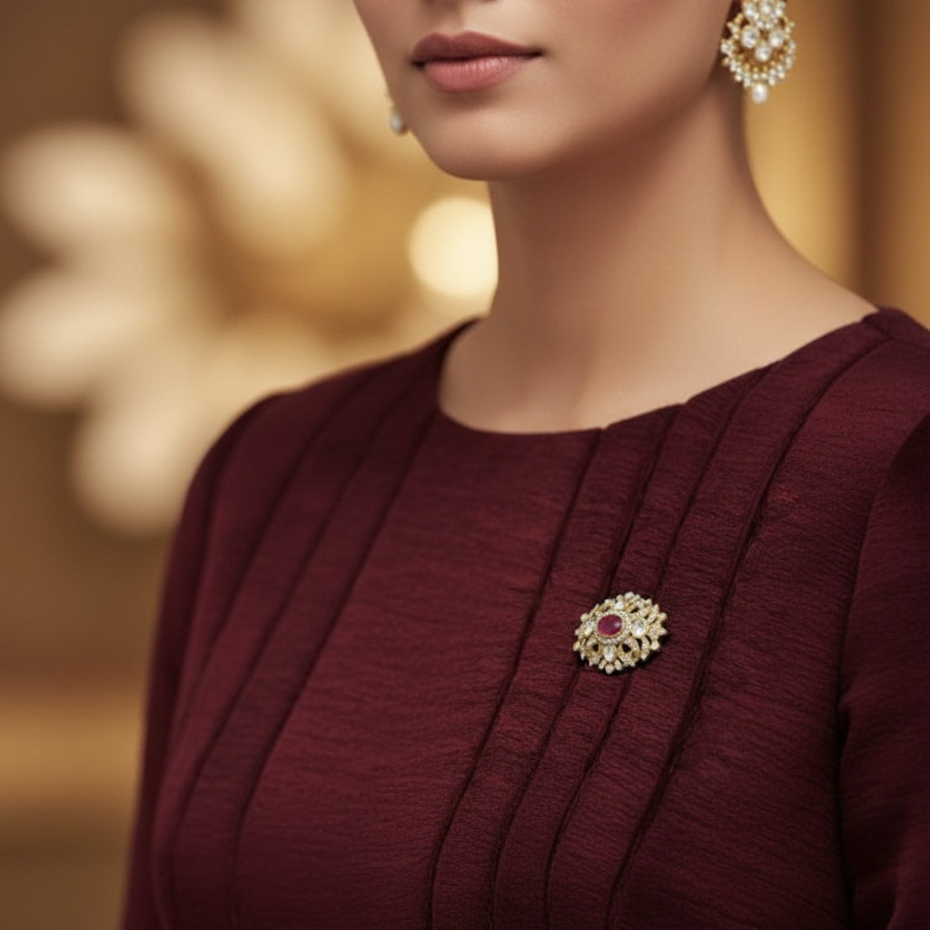 Classy Victorian White Brooch