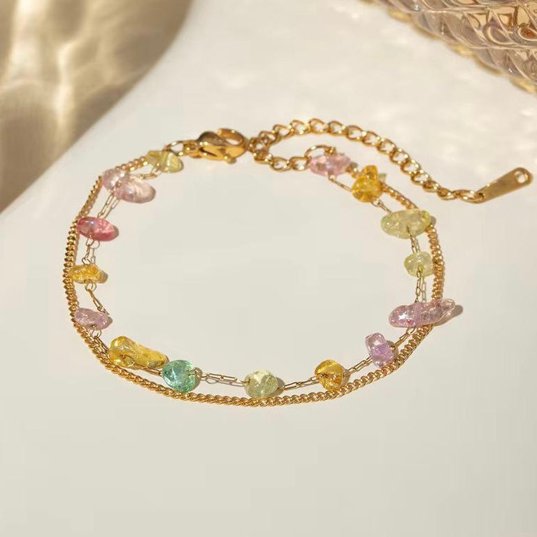 Natural Chakra Chip Chain Bracelet