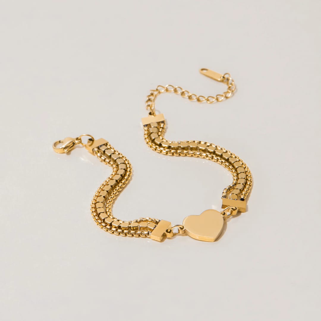 White Heart Chain Bracelet