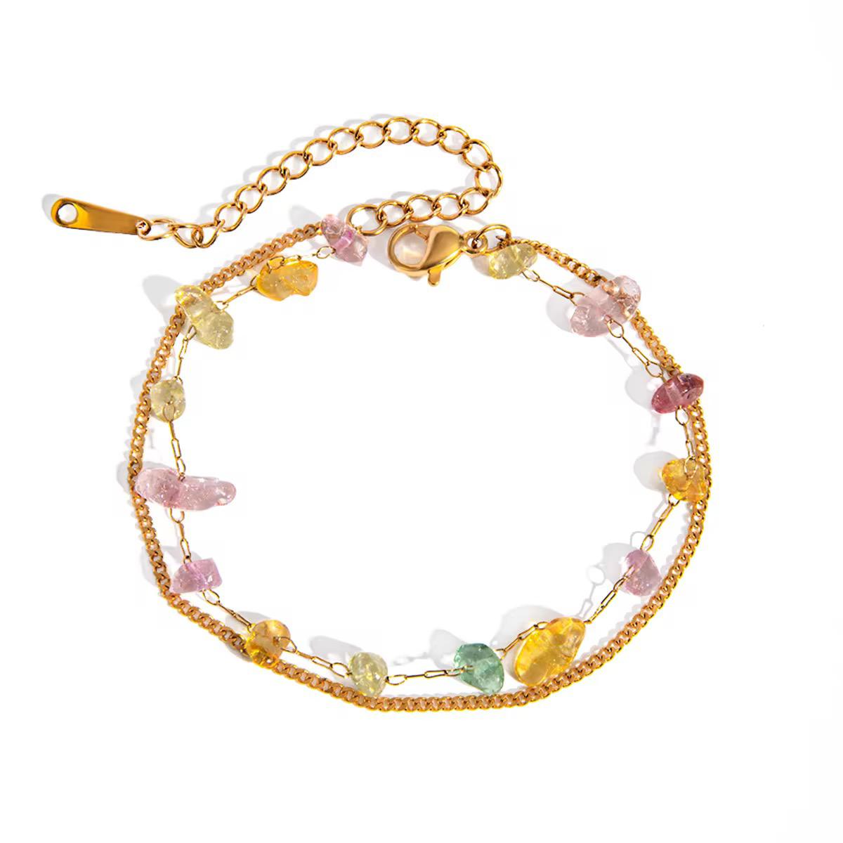 Natural Chakra Chip Chain Bracelet