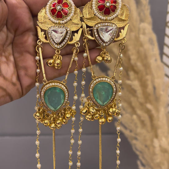 Kundan Stone Kashmiri Earrings 