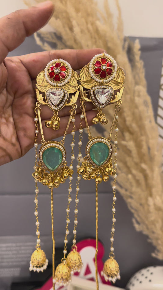 Kundan Stone Kashmiri Earrings 